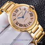 V6 Factory Ballon Bleu De Cartier 904L All Gold Textured Case Diamond Face Automatic Men's Watch